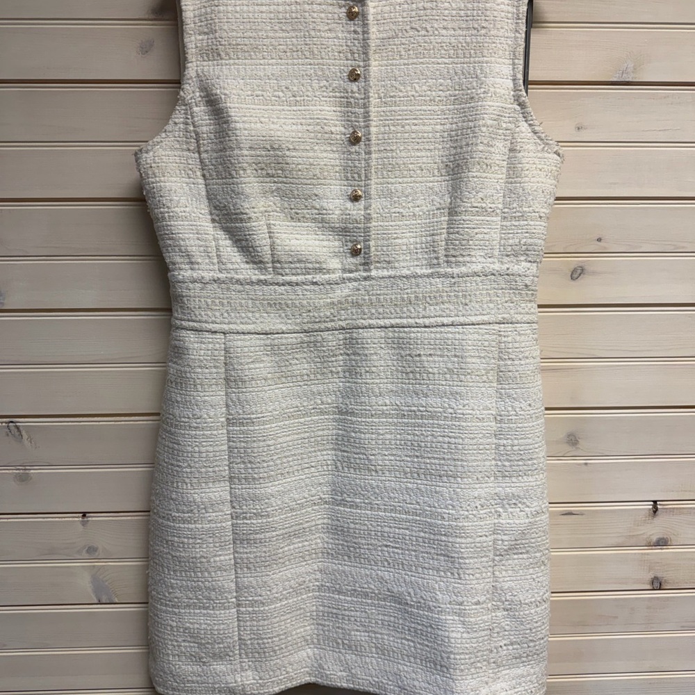 Ann Taylor Textured Cream Mini Dress
